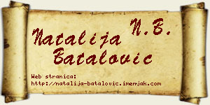 Natalija Batalović vizit kartica